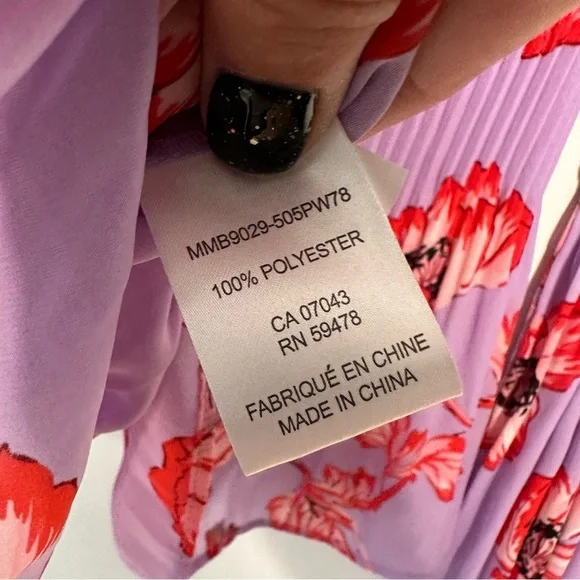 Belle Vere | Purple and Orange Floral Pleated Blouse Size XS - Picture 8 of 9